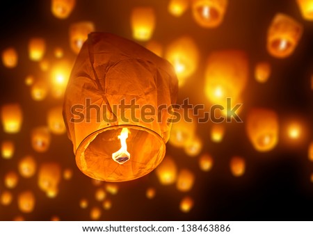 Make A Wish, A Chinese Lantern With Lots More In The Background