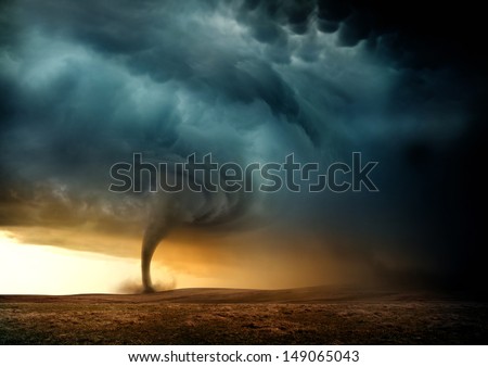 A Tornado forming in the evening from a supercell.