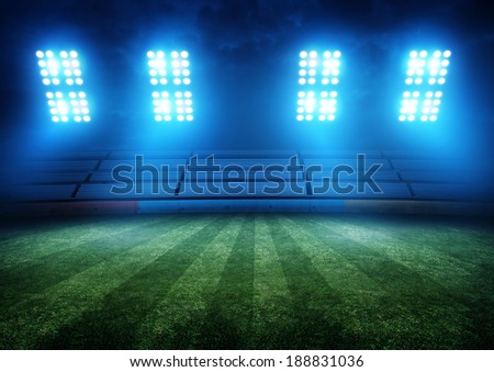 Football Field & Stadium Lights. Background illustration.