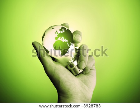 Large Globe Light Bulbs on Stock Photo   A Man Holding A Light Bulb With The World Lighting Up