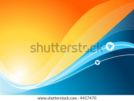 Vector Wave Background in blue and orange