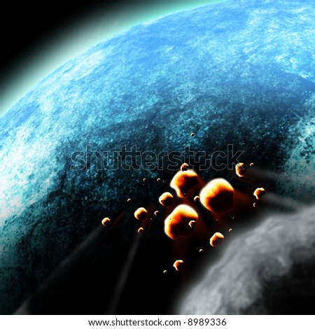 Meteor braking up in the earths atmosphere.