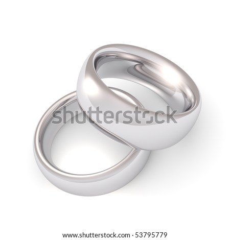 stock photo A his and hers set of platinum wedding bands