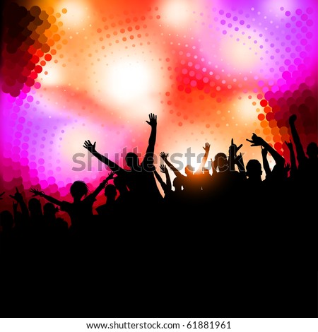 Large crowd of party people - vector background.