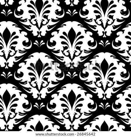 stock vector Illustration of a black and white vintage floral pattern