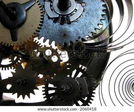Wallpaper, background-mechanism with cog-wheels, springs and screws