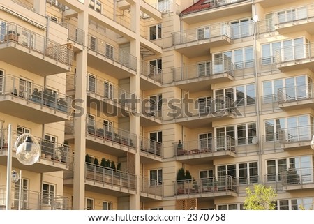 front of appartment block in modern residential area