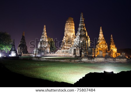 Night time at the historical place in Thailand