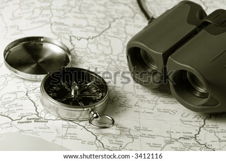 compass and binocular