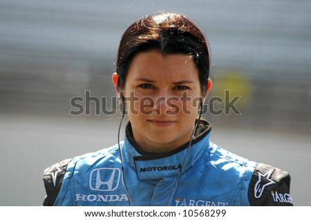 stock photo A picture of Danica Patrick with game face on waiting to 