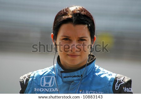 stock photo A picture of Danica Patrick with game face on as she waits to