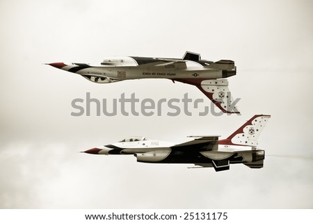 FAIRFORD, UNITED KINGDOM - JULY 14: For the first time in history, the USAF Thunderbirds aerobatics team performs at the Royal International Air Tattoo July 14 and 15, 2007 in Fairford.