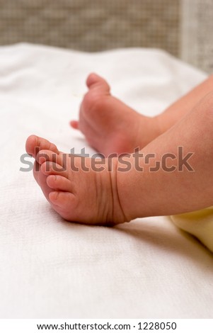 cute feet of newborn baby (1 month)