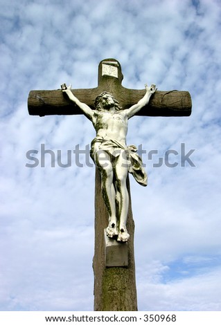 Jesus on cross, sky background