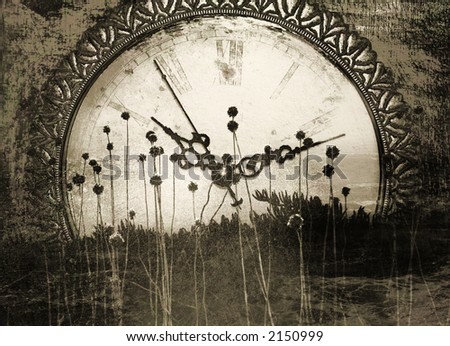 Old times - Antique clock face with abstract, organic foreground.