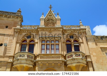 Historic Architecture in Mdina, Malta, southern Europe.