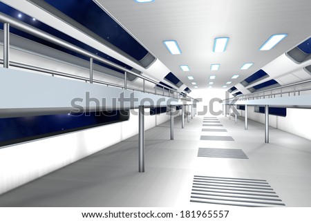 Space station Interior. 3D Architecture visualization.