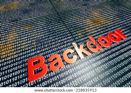 A digital backdoor, a vulnerable port for a hakers attack. 3D rendered Illustration.