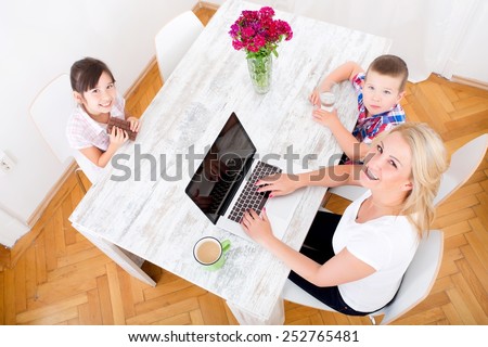 Mom working at home