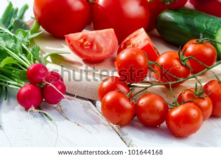 Closeup ingredients for a fresh garden salad