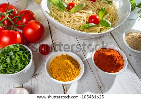 Fresh vegetables and Italian cuisine