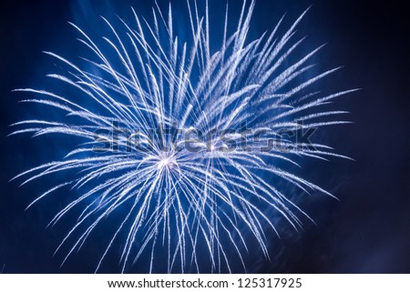 Blue fireworks during the celebrations event