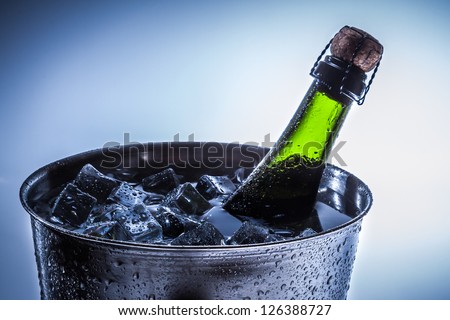 Ice Bucket with ice and champagne