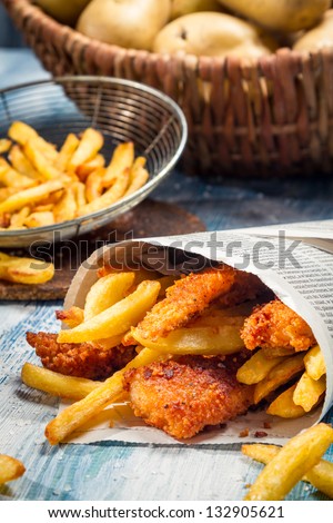 Closeup of homemade Fish & Chips