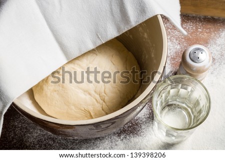 Yeast dough let stand to rise