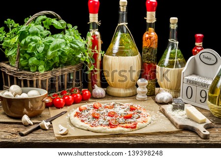 Homemade pizza with fresh ingredients