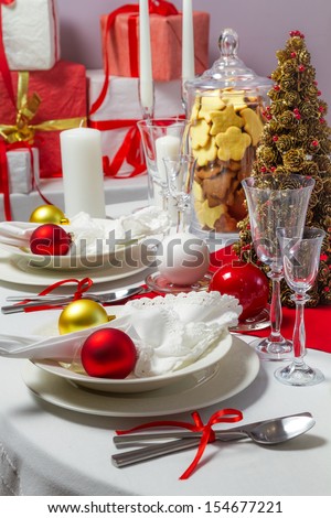 Table for Christmas Eve dinner is ready