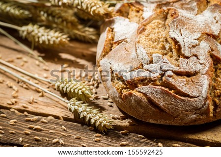 Closeup of freshly baked loaf of bread