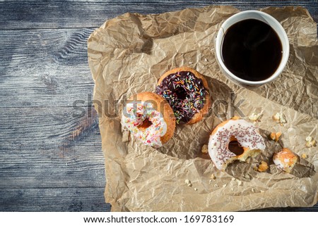 Donuts with coffee for a break