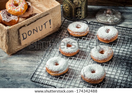 Tasting freshly baked donuts