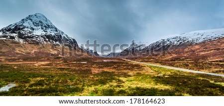 Beautiful view of the mountain pass in Scotland