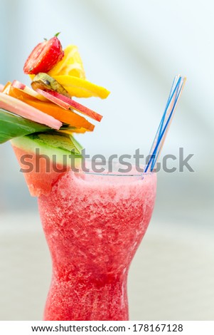 Refreshing summer drink with strawberries