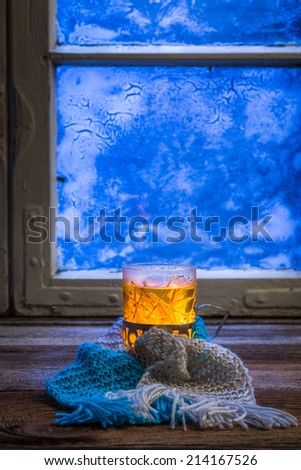 Winter evening and hot tea