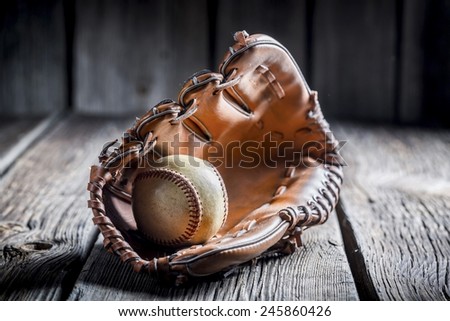 Baseball in a leather glove