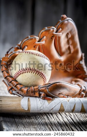 Slices pasted baseball bat and ball