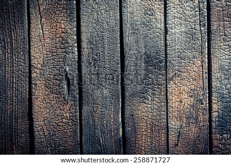 Black burnt wooden fence