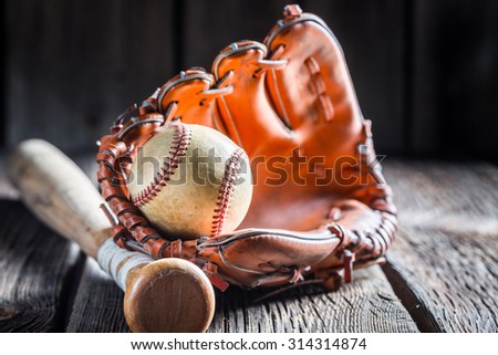 Vintage Baseball in a leather glove