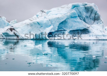 Stunning icebergs floating on the lake, Iceland