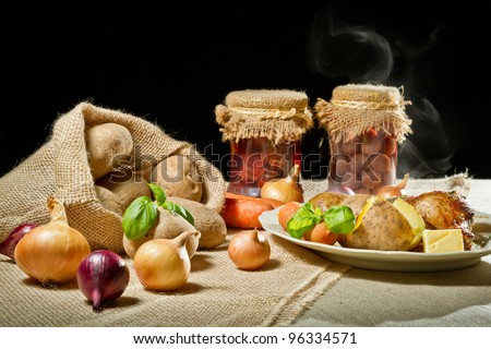 Jacket potatoes and roasted meal as rural meal concept