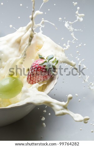 Splash of milk and fresh fruit