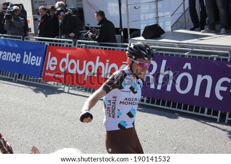 VALENCE, FRANCE - MAR 02: Romain Bardet wins La Classic Drome UCI Europe Tour Pro Race on March 02, 2014 in Valence, Drome, France.