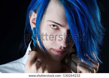 man with blue hair