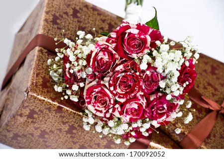 Wedding gifts and bride bouquet