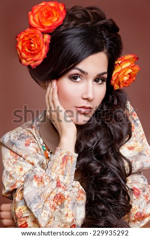 Beautiful brunette woman. Cuban beauty woman