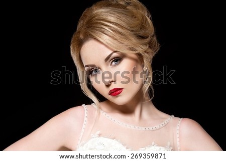 Beautiful bride. Wedding hairstyle and make up