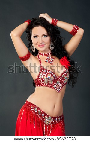 Beautiful young brunette belly dance woman